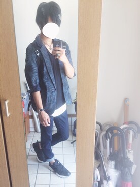 「GU（ジーユー）の（GU）スキニーフィットジーンズ（MEN ⁄ ジーンズ）」を使った、りゃうさん（メンズ・172cm）の春コーディネート