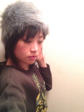 「kaorinomori（カオリノモリ）のアイテム（帽子、グレー系）」を使った、ぽちえさん（レディース・163cm）の冬コーディネート