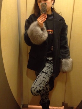 「OUTRO SOL（アウトロ ソル）のアイテム（その他アウター、その他）」を使った、ぽちえさん（レディース・163cm）の冬コーディネート