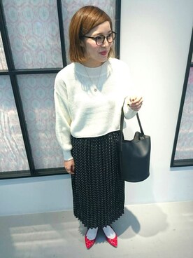 「ドット柄スカート」｜おまおさん（レディース・151cm）の冬コーディネート