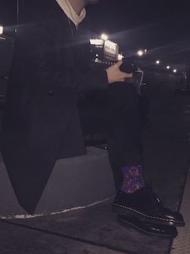 「Dr. Martens（ドクターマーチン）のDr.Martens (ドクターマーチン)/1461 3EYE GIBSON SHOES（その他シューズ）」を使った、hiroroさん（メンズ・182cm）の春コーディネート