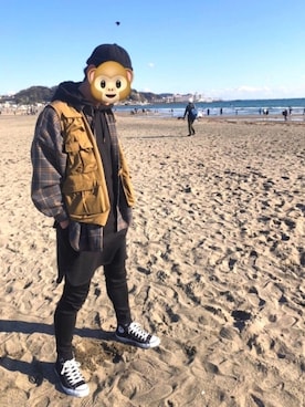 「CONVERSE（コンバース）のconverse(コンバース) NEXTAR110 HI(ネクスター110HI)（スニーカー、ブラック系）」を使った、taka_hiroさん（メンズ・175cm）の春コーディネート