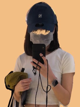 「NEW ERA（ニューエラ）のアイテム（帽子、ブルー系）」を使った、shirleyiiiiiさん（レディース）の冬コーディネート