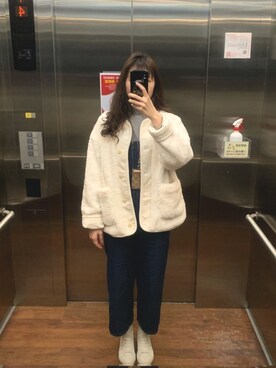 「B.L.U.E（ビーエルユーイー）のアイテム（オールインワン・サロペット）」を使った、♩LinLinLin♫さん（レディース・168cm）の冬コーディネート