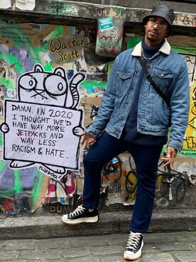 「travel」｜「アイテム（ジャケット/アウター）」を使った、mightymarkさん（メンズ・185cm）の春コーディネート