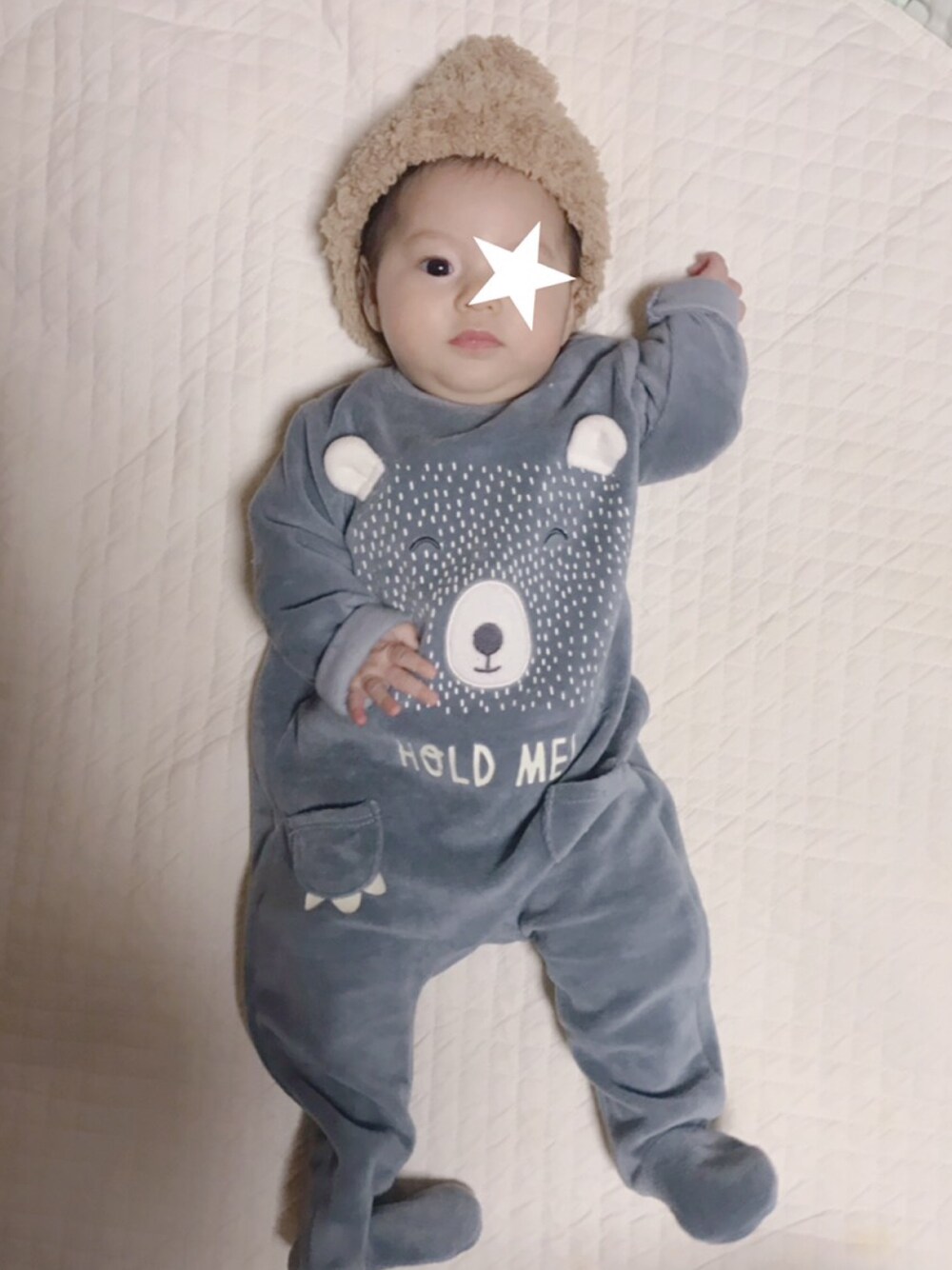 「ZARA KIDS、ロンパース」｜「ZARA KIDSのアイテム（ロンパース、ブルー系）」を使った、kuuuuuuuuutaさん（キッズ・90cm）の冬コーディネートの1枚目の写真