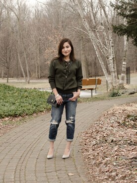 「travel」｜「アイテム（スウェット）」を使った、April Kさん（レディース・150cm）の冬コーディネート
