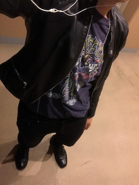 「寒い」｜「アイテム（ライダースジャケット）」を使った、hidetoさん（メンズ・170cm）の秋コーディネート