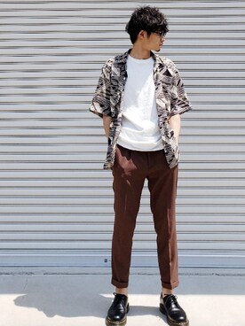 「Dr. Martens（ドクターマーチン）のDr.Martens / ドクターマーチン 1461 3EYE GIBSON SHOE 3ホール ギブソン シューズ ブーツ（ブーツ）」を使った、DKさん（メンズ・170cm）の夏コーディネート