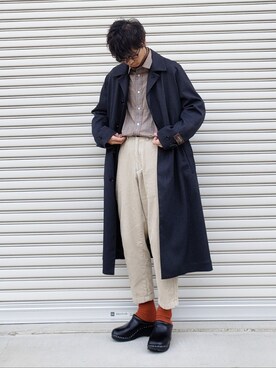 「カラーソックス」｜「アイテム（その他アウター）」を使った、DKさん（メンズ・170cm）の秋コーディネート