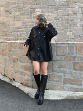 「SHAGGIE（シャギー）のアイテム（その他アウター）」を使った、ことさん（レディース・157cm）の冬コーディネート