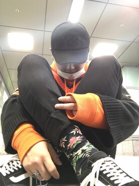 「Who'sWho（フーズフー）のアイテム（Knitwear、ブラック系）」を使った、kotaさん（メンズ・185cm）の春コーディネート