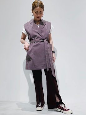 「アイテム（ベスト、パープル系）」を使った、akari.nさん（レディース・153cm）の夏コーディネート