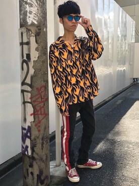 「DISCOVERED（ディスカバード）のアイテム（パンツ）」を使った、MIDWEST_ECさん（メンズ・174cm）の春コーディネート