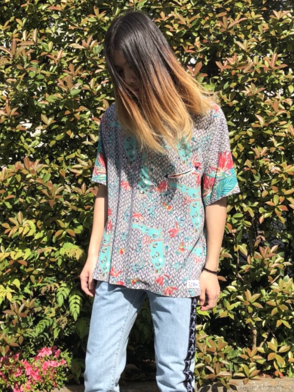 「アロハシャツ、オープンカラーシャツ、デニム、TOGA PULLA、reyn spooner、夏コーデ、MIDWEST」｜「TOGA PULLAのアイテム（シャツ/ブラウス、ブルー系）」を使った、MIDWEST_ECさん（メンズ・173cm）の春コーディネートの1枚目の写真