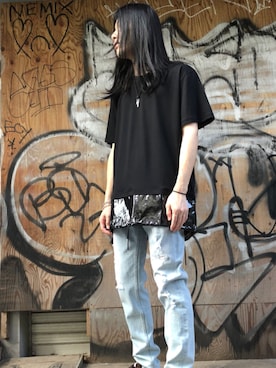 「DISCOVERED（ディスカバード）のアイテム（トップス）」を使った、MIDWEST_ECさん（メンズ・173cm）の夏コーディネート