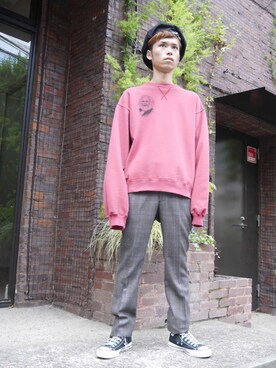 「JOHN LAWRENCE SULLIVAN」｜「アイテム（スウェット）」を使った、MIDWEST_ECさん（メンズ・174cm）の夏コーディネート