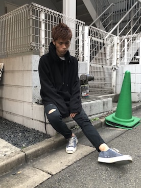 「TAKAHIROMIYASHITATheSoloIst.（タカヒロミヤシタザソロイスト）のアイテム（トップス）」を使った、MIDWEST_ECさん（メンズ・174cm）の夏コーディネート