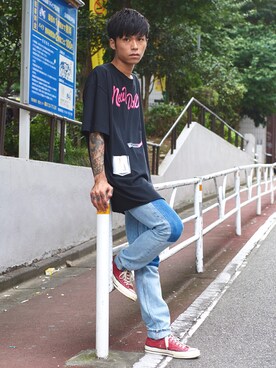 「DIET BUTCHER（ダイエットブッチャー）のアイテム」を使った、MIDWEST_ECさん（メンズ・173cm）の夏コーディネート