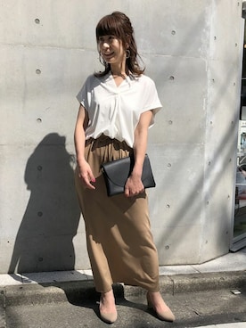 「スキッパーシャツ」｜nano・universe lady's　STAFFさん（レディース・162cm）の春コーディネート