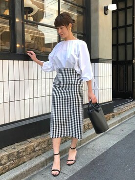 「ギャザーブラウス」｜nano・universe lady's　STAFFさん（レディース・162cm）の春コーディネート