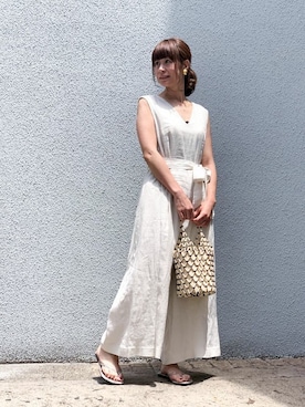 「NANO universe（ナノユニバース）のアイテム（サロペット/オーバーオール）」を使った、nano・universe lady's　STAFFさん（レディース・162cm）の夏コーディネート