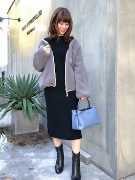 「NANO universe（ナノユニバース）のアイテム（ブルゾン）」を使った、nano・universe lady's　STAFFさん（レディース・162cm）の冬コーディネート