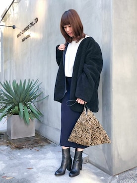 「NANO universe（ナノユニバース）のアイテム（ブルゾン）」を使った、nano・universe lady's　STAFFさん（レディース・162cm）の冬コーディネート