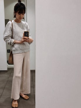 「リブニットパンツ」｜mayumi+さん（レディース・158cm）の秋コーディネート