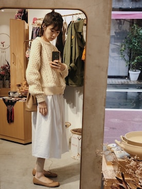 「Hのアイテム（トップス）」を使った、mayumi+さん（レディース・158cm）の秋コーディネート