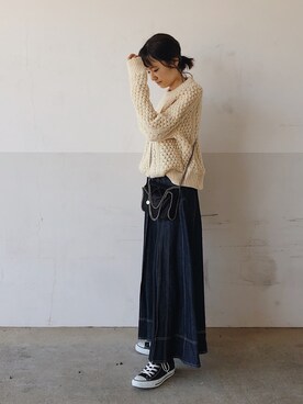 「Hのアイテム（トップス）」を使った、mayumi+さん（レディース・158cm）の春コーディネート