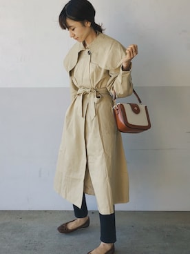 「ケープコート」｜「アイテム（トレンチコート）」を使った、mayumi+さん（レディース・158cm）の冬コーディネート