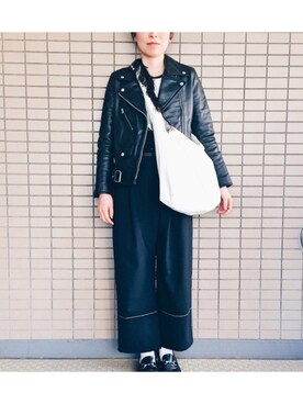 「OKIRAKU（オキラク）のアイテム（ショルダーバッグ）」を使った、ら きさん（レディース・159cm）の春コーディネート