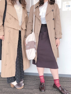 「ニコアンド」｜「アイテム（トレンチコート）」を使った、orangeさん（レディース・162cm）の秋コーディネート