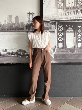 「CPCM」｜「アイテム（スラックス）」を使った、rinaさん（レディース・158cm）の春コーディネート