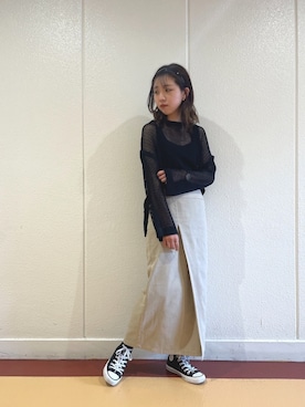 「Per sist ence（パーシエンス）のアイテム（スカート）」を使った、rinaさん（レディース・158cm）の春コーディネート
