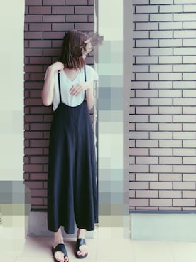 「Right-on（ライトオン）のアイテム（サロペット/オーバーオール）」を使った、cononaさん（レディース・173cm）の夏コーディネート