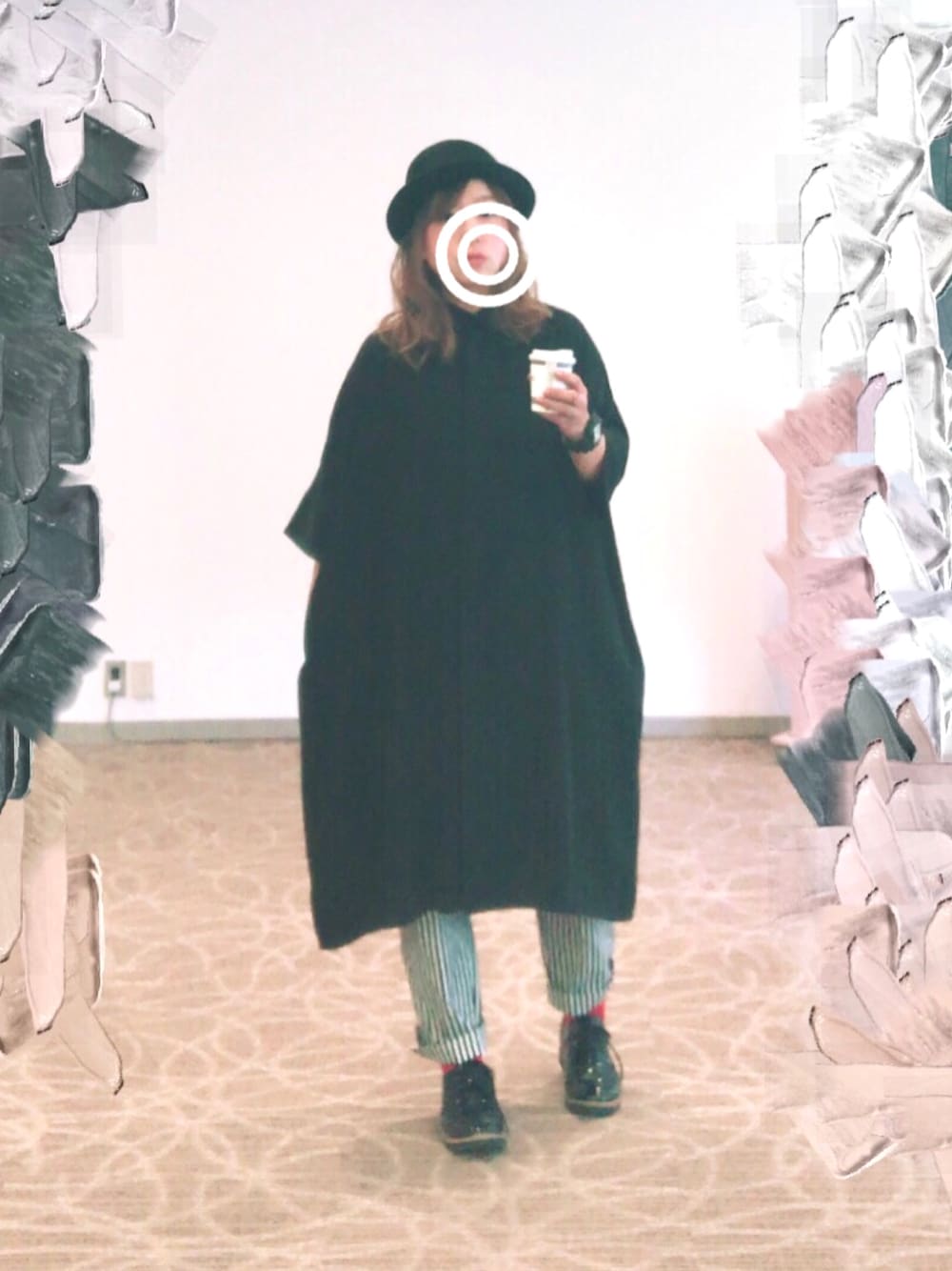 「モノトーン、プチプラコーデ、低身長、148cm、ZARA、GU、オーバーサイズ、ストライプパンツ」｜「GUのアイテム（シャツ/ブラウス、ブラック系）」を使った、MINI*さん（レディース・148cm）の春コーディネートの1枚目の写真