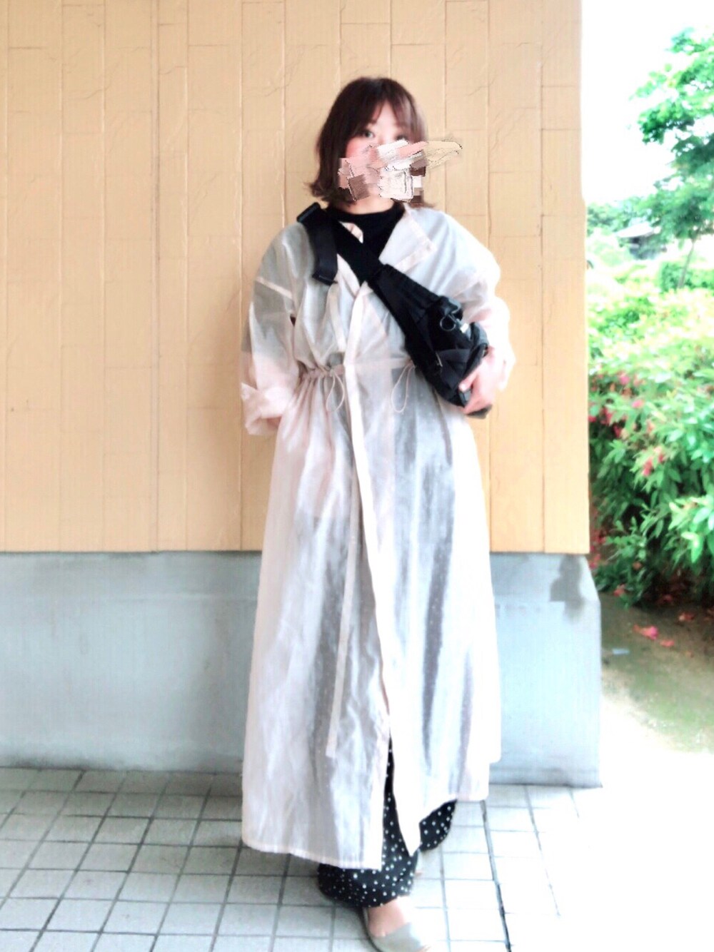 「KBF、シースルーワンピース、GU、ドットパンツ、低身長、148cm、ママファッション」｜「KBFのアイテム（ワンピース、ベージュ系）」を使った、MINI*さん（レディース・148cm）の春コーディネートの1枚目の写真