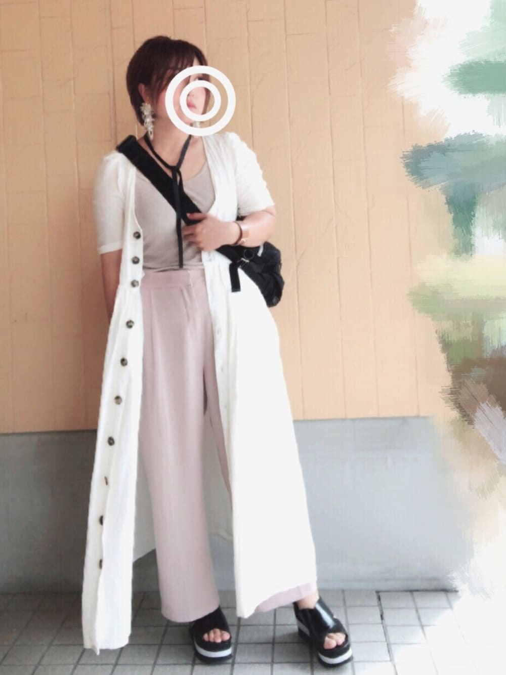 「夏セールで買いました、シンプル、楽チンコーデ、オトナカジュアル、ZARA、ベージュ、低身長、リネン、着まわしコーデ」｜「ZARAのアイテム（ピアス（両耳用）、ホワイト系）」を使った、MINI*さん（レディース・148cm）の夏コーディネートの1枚目の写真