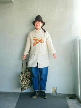 「トートバック」｜「アイテム（その他）」を使った、福すけさん（レディース・155cm）の冬コーディネート