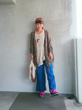 「Adam et Rope A・E・R（アダムエロペ）のアイテム（ジャケット/アウター）」を使った、福すけさん（レディース・155cm）の夏コーディネート