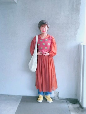 「ベレー帽推奨委員会」｜「アイテム（福袋/福箱）」を使った、福すけさん（レディース・154cm）の春コーディネート