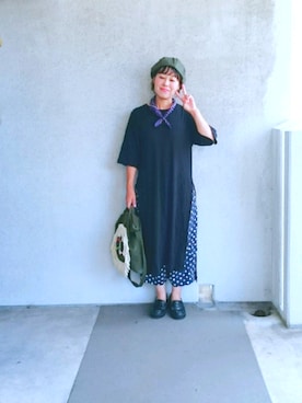 「ベレー帽推奨委員会」｜「アイテム（福袋/福箱）」を使った、福すけさん（レディース・153cm）の夏コーディネート