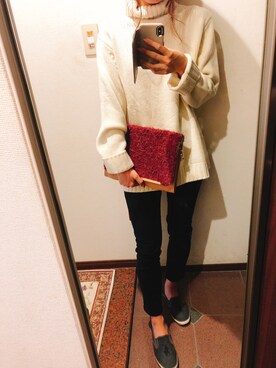「ローゲージタートルネックセーター」｜「アイテム（スリッポン）」を使った、★さん（レディース・164cm）の秋コーディネート