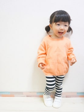 「アイテム（その他、ブラック系）」を使った、ayaka...rinkaさん（キッズ・80cm）の春コーディネート