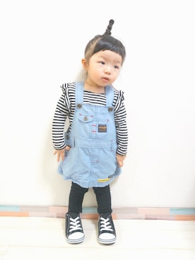 「Wrangler（ラングラー）のアイテム（オールインワン・サロペット）」を使った、ayaka...rinkaさん（キッズ・80cm）の春コーディネート