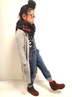 「フリンジ」｜「アイテム（オールインワン・サロペット）」を使った、☺︎nene.さん（キッズ・120cm）の冬コーディネート