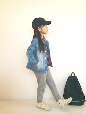 「Another Edition」｜「アイテム（キャップ）」を使った、☺︎nene.さん（キッズ・120cm）の春コーディネート