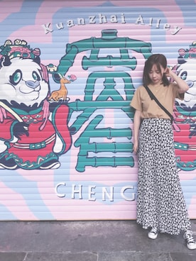 「H&M（エイチ・アンド・エム）のアイテム（スカート）」を使った、猫咪酱さん（レディース・157cm）の夏コーディネート
